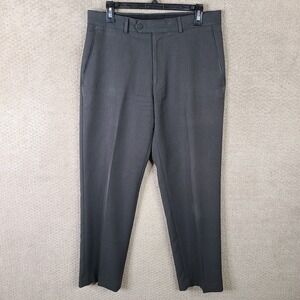 Stafford Pants Mens 32x30 Gray Flat Front Classic Fit Super Trouser‎ Polyester
